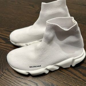 Balenciaga white logo print sock sneaker